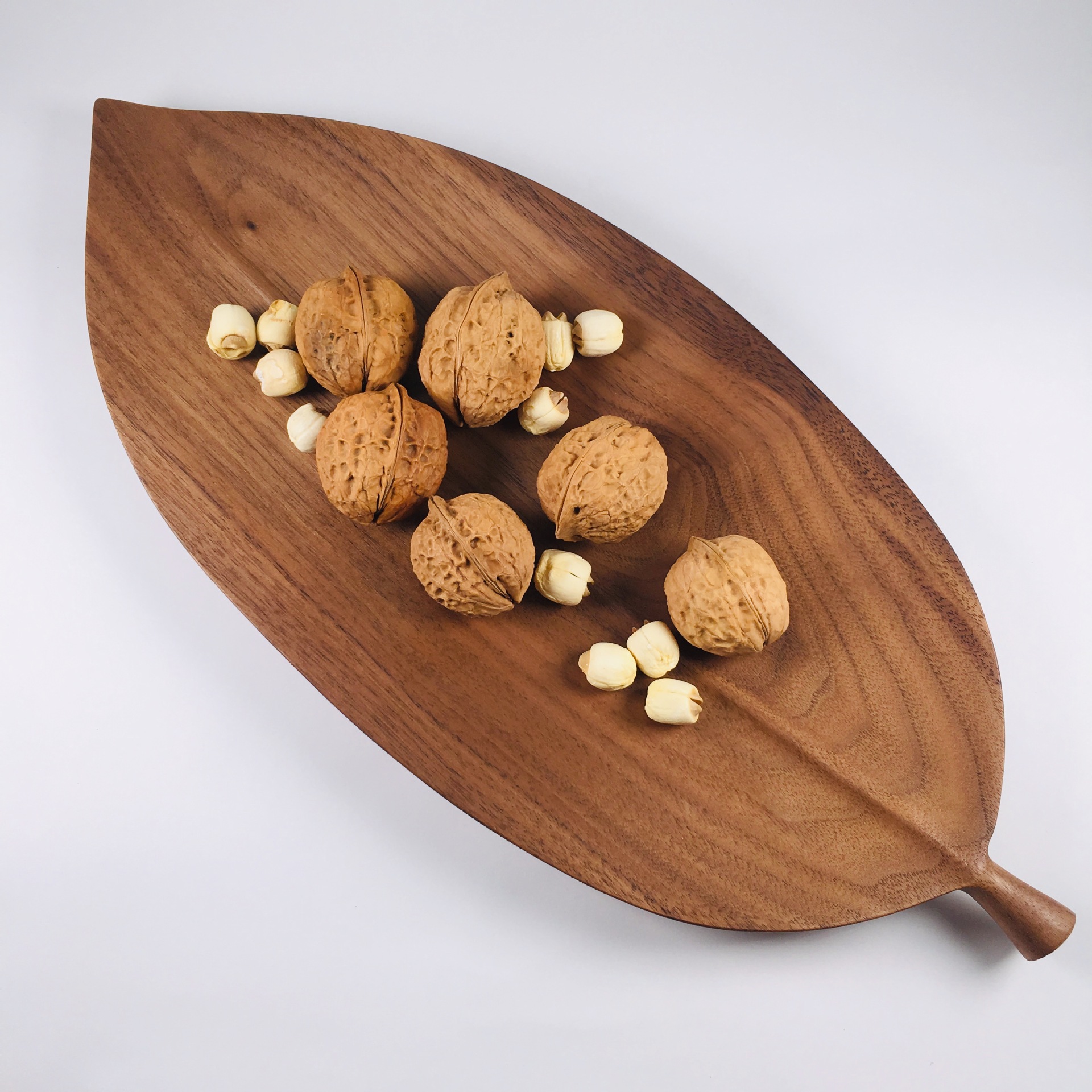 创意托盘 树叶形果盘 光面大樱树叶实木托盘 高端料理碟 点心碟