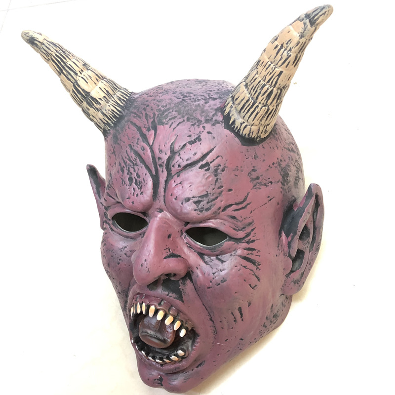 狂欢节高档乳胶逼真撒旦魔王愚人万圣节舞会演出道具恐怖鬼面具