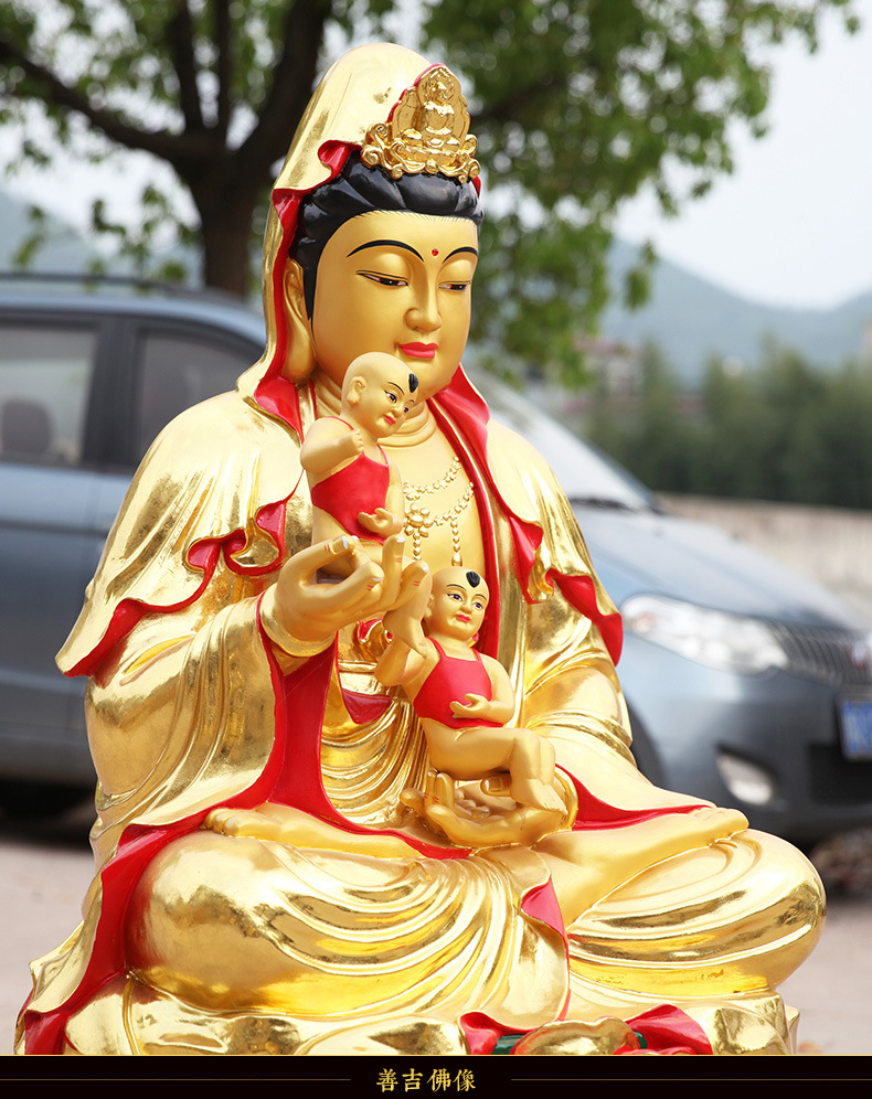 厂家批发树脂送子观音佛像摆件求子嗣观世音菩萨寺庙供奉佛具1米3