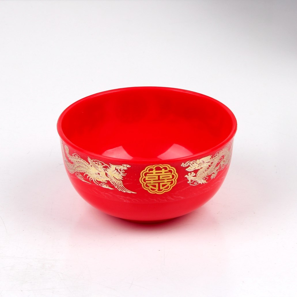 Wedding Supplies Red Bowl Wedding Plastic a Pair of Bowl Bridegroom Bride Toast Soup Bowl Wedding Bowl Dragon and Phoenix Descendants Bowl