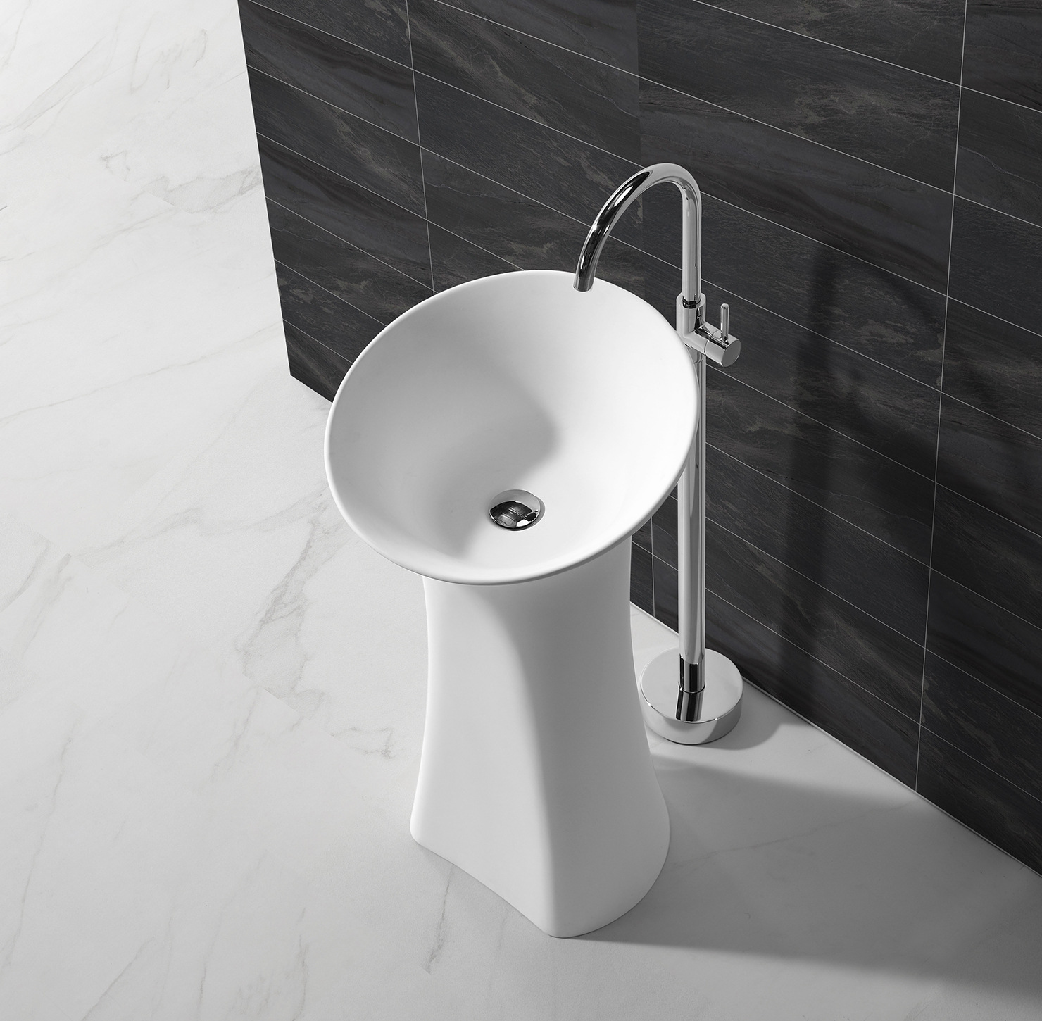 工厂直销优质人造石洗手盆酒店台上盆卫生间立柱式洗手盆kkr-1581