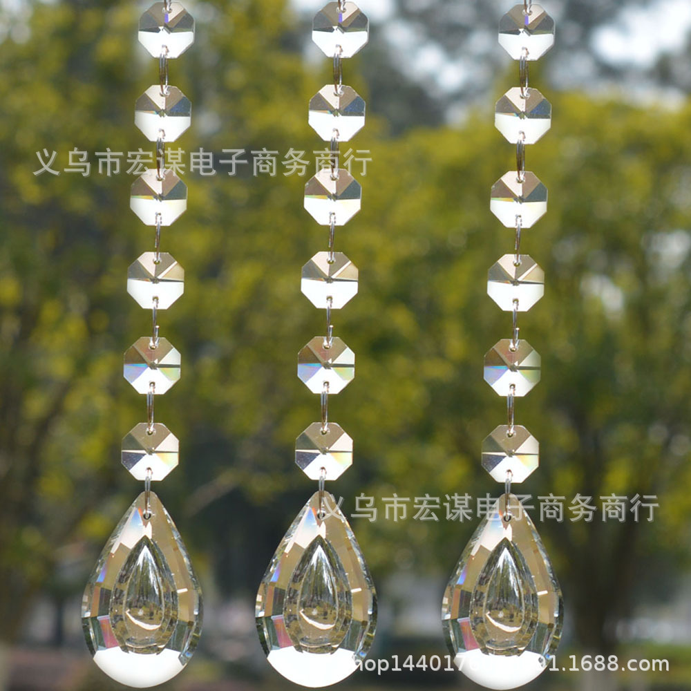 水晶八角珠 水晶灯挂坠 婚庆圣诞装饰 窗帘隔断吊坠 车载挂件