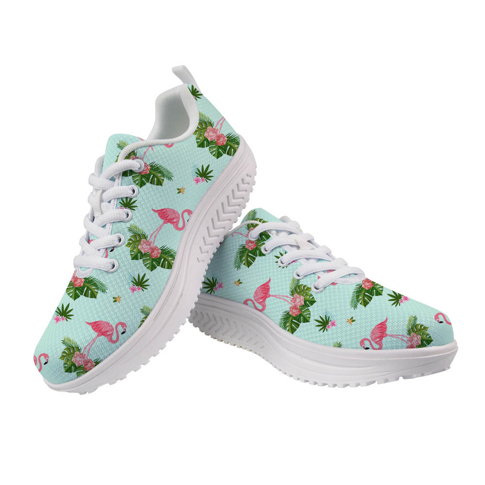 欧美跨境新款天鹅摇摇鞋女式网面图案定制印花休闲跑步运动鞋