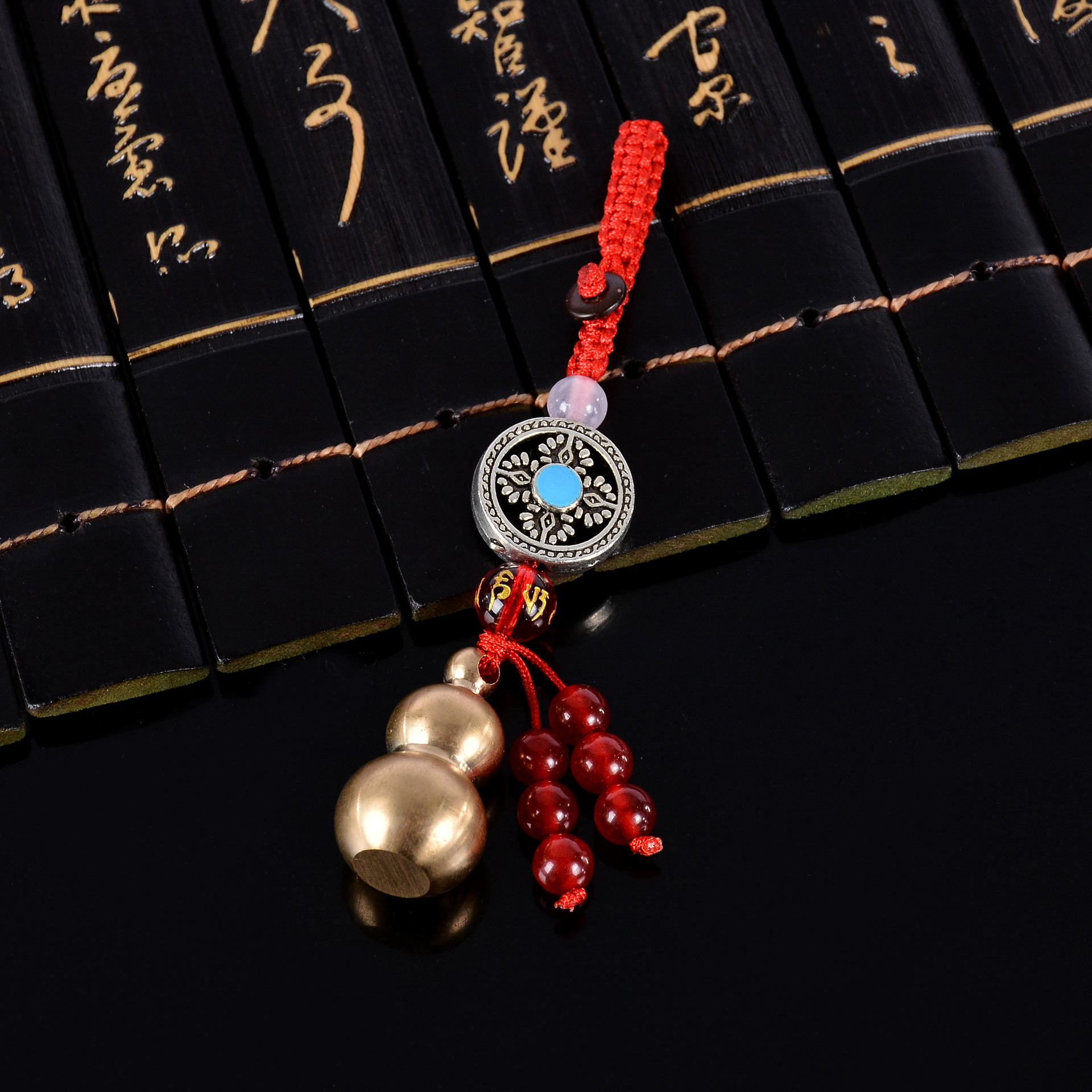 Chinese Knot Can Open Copper Gourd Hanging Gourd Qing Dynasty Five Emperors' Coins Automobile Hanging Ornament Gourd Listing