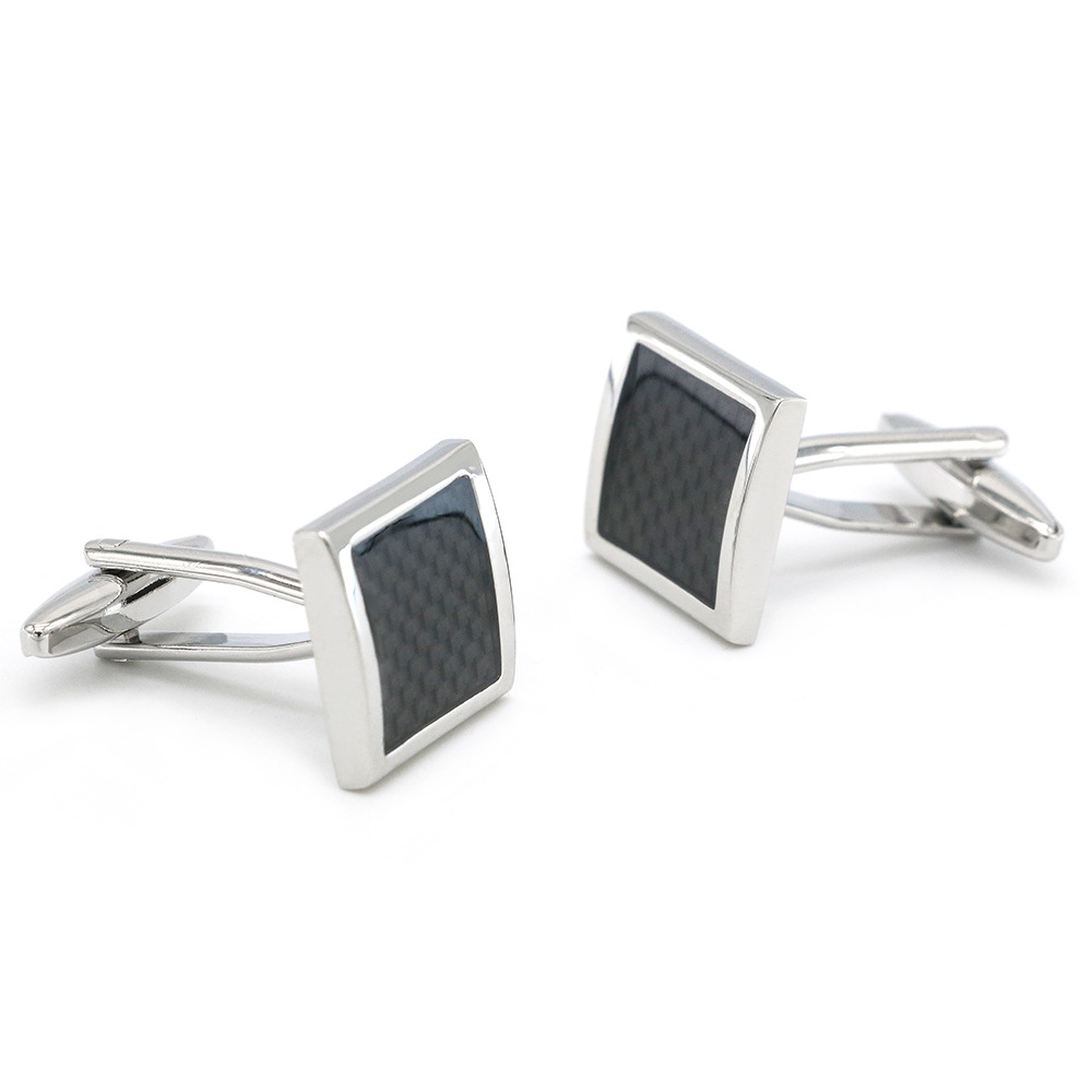 大量现货促销 真碳纤维袖扣优质电镀cufflinks 男 速卖通ebay专供