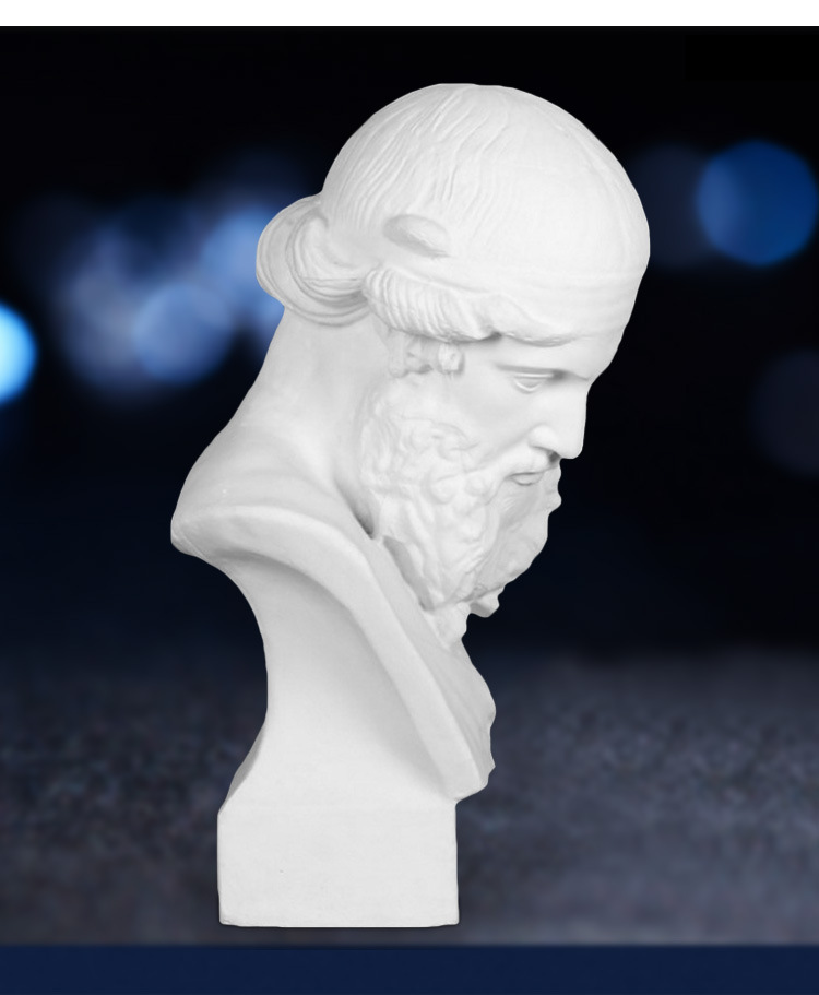 艺伯乐柏拉图石膏像50cm胸像 美术素描雕塑雕像教具装饰摆件模型