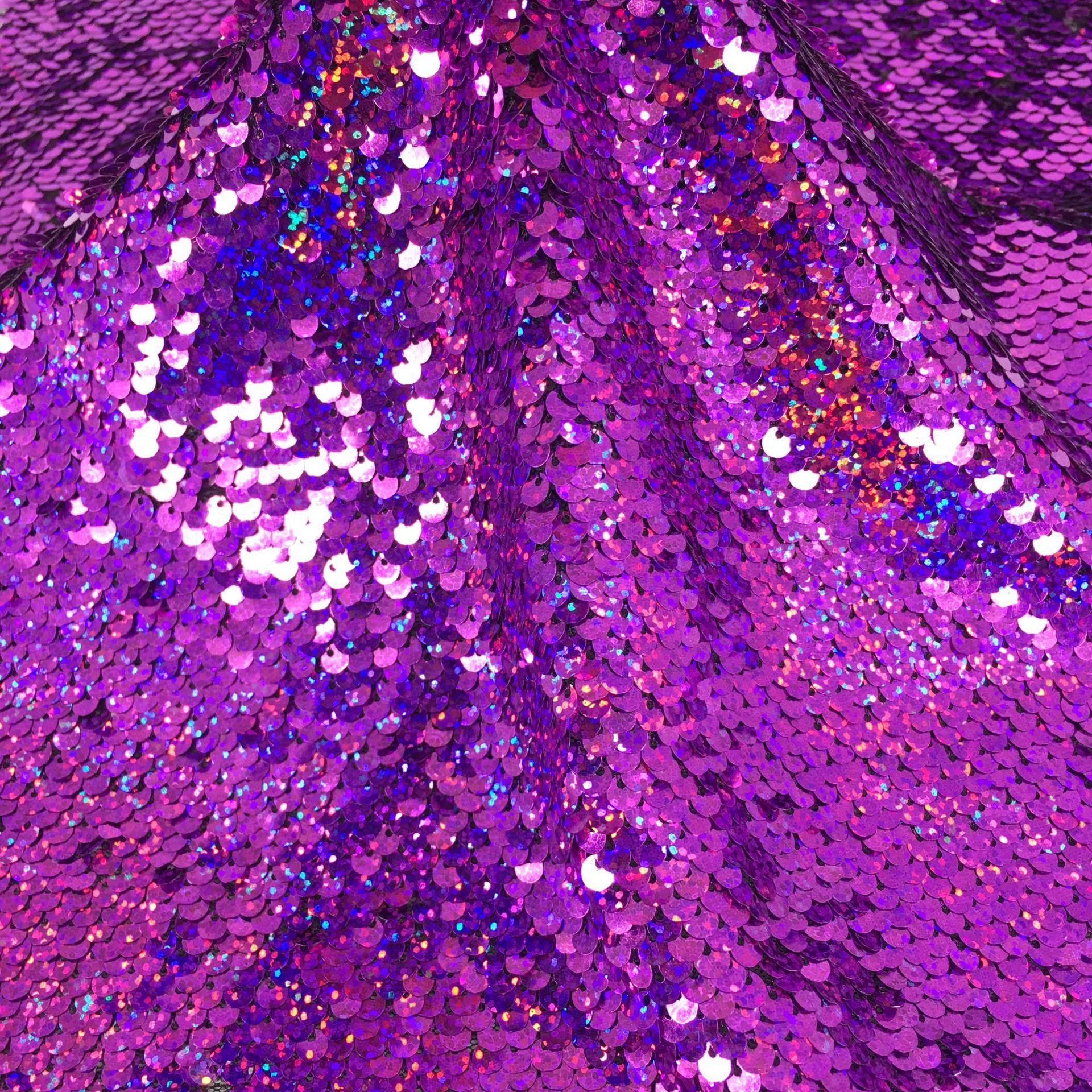 5mm镭射翻片亮片布料满幅双色亮片礼服婚纱珠片绣花面料 厂家批发