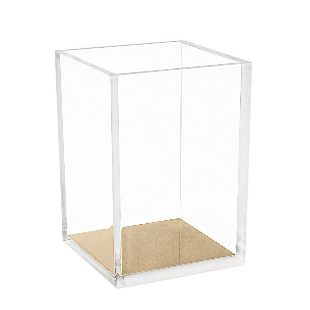 创意亚克力方形笔筒透明现代简约办公桌收纳高级感塑料盒定制批发