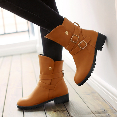 新款平底短靴女鞋2019春马丁冬季秋季女靴子短筒短筒百搭圆头单靴