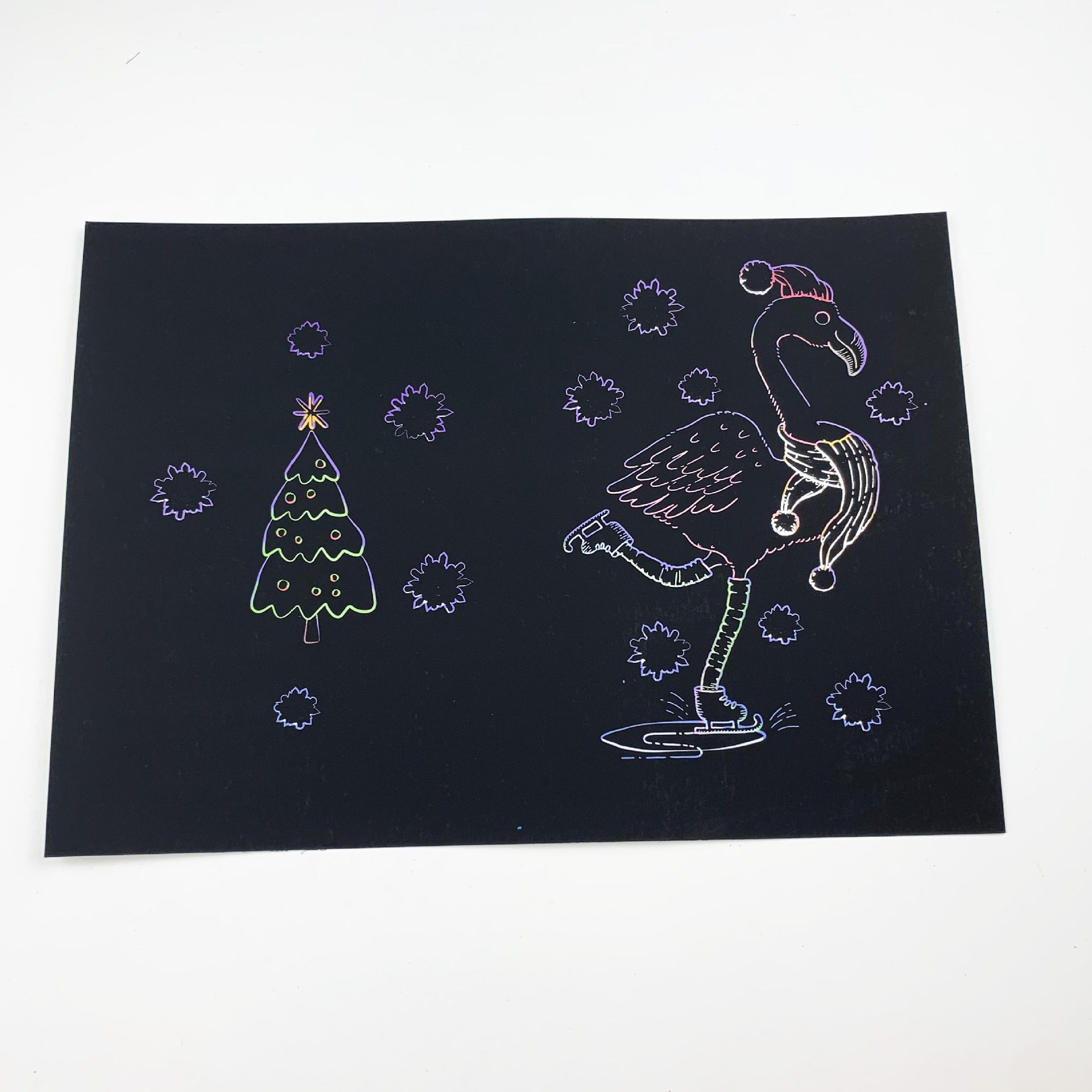 圣诞节系列刮刮画套装定制 烫金彩虹刮刮