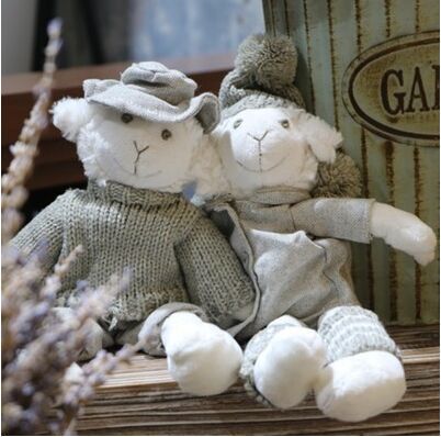 ins北欧风穿衣情侣小羊摩登复古布偶公仔玩偶礼物摆件安抚睡觉羊