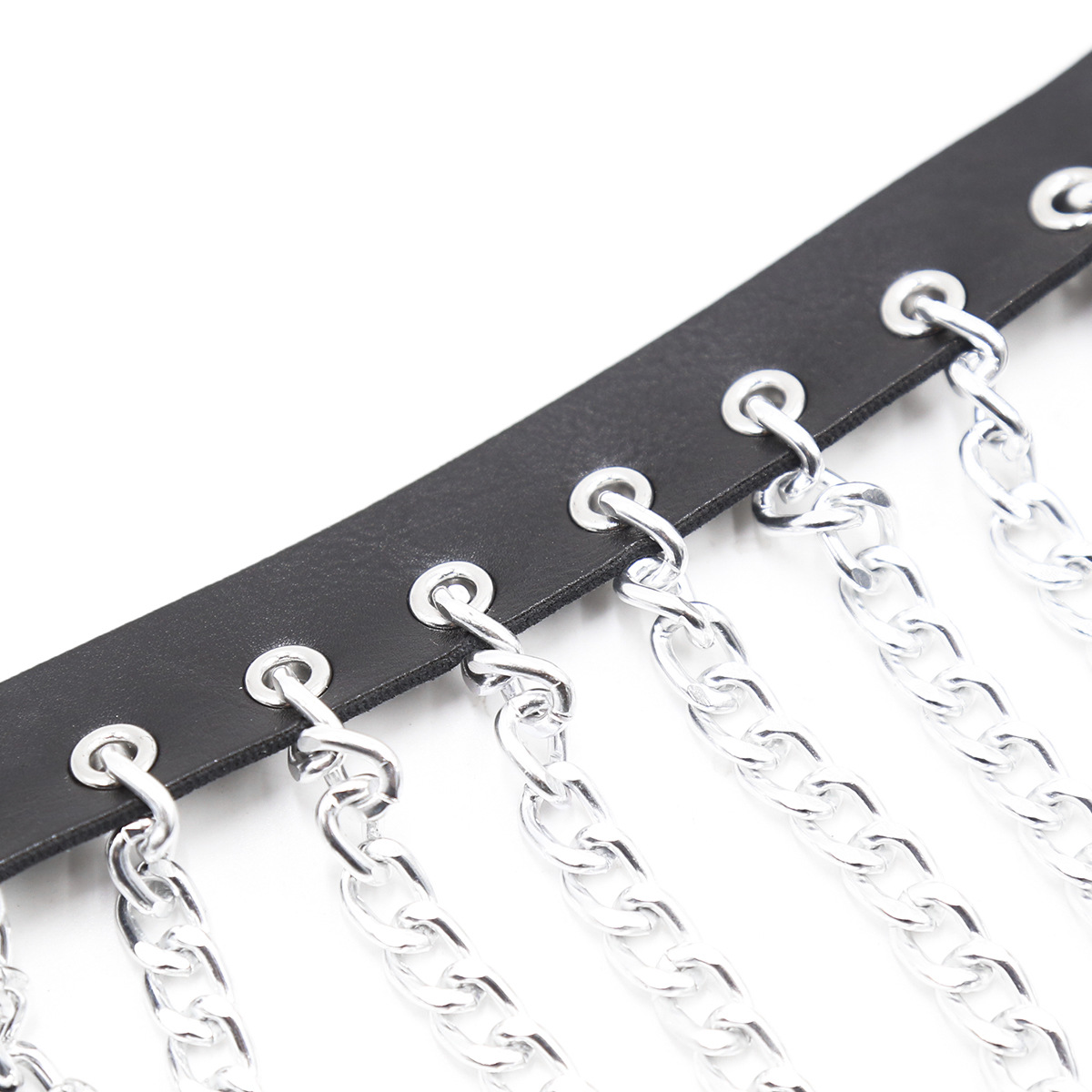 外贸热卖新款情趣铁链胸衣内裤套装皮革捆绑夜店演出衣服厂家直销