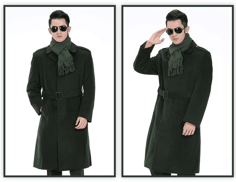 美国07海男士军官长款校尉呢子大衣 干部羊绒羊毛藏青防寒式风衣