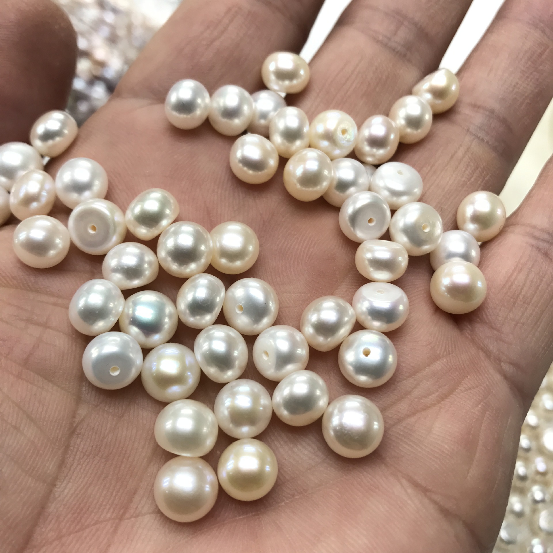 淡水珍珠强光无暇2-12mmaaaa 级颗粒珍珠散珠天然色面包珠饰品珠