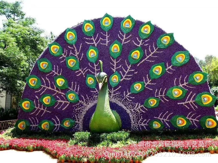 仿真孔雀雕塑 动物植物绿雕户外景区广场工程摆件源头厂直销