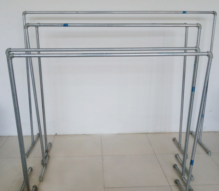 镀锌管晾衣架水管单杆落地式晾衣架晒衣架阳台室内外服装展示晒被