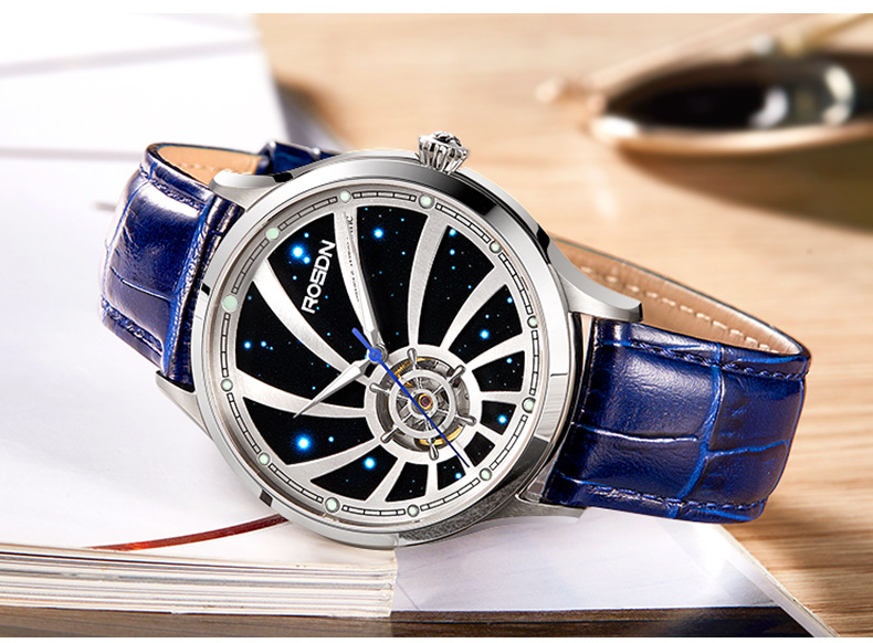 劳士顿全自动手表男士机械表梦想者系列星空元素时尚镂空腕表2119
