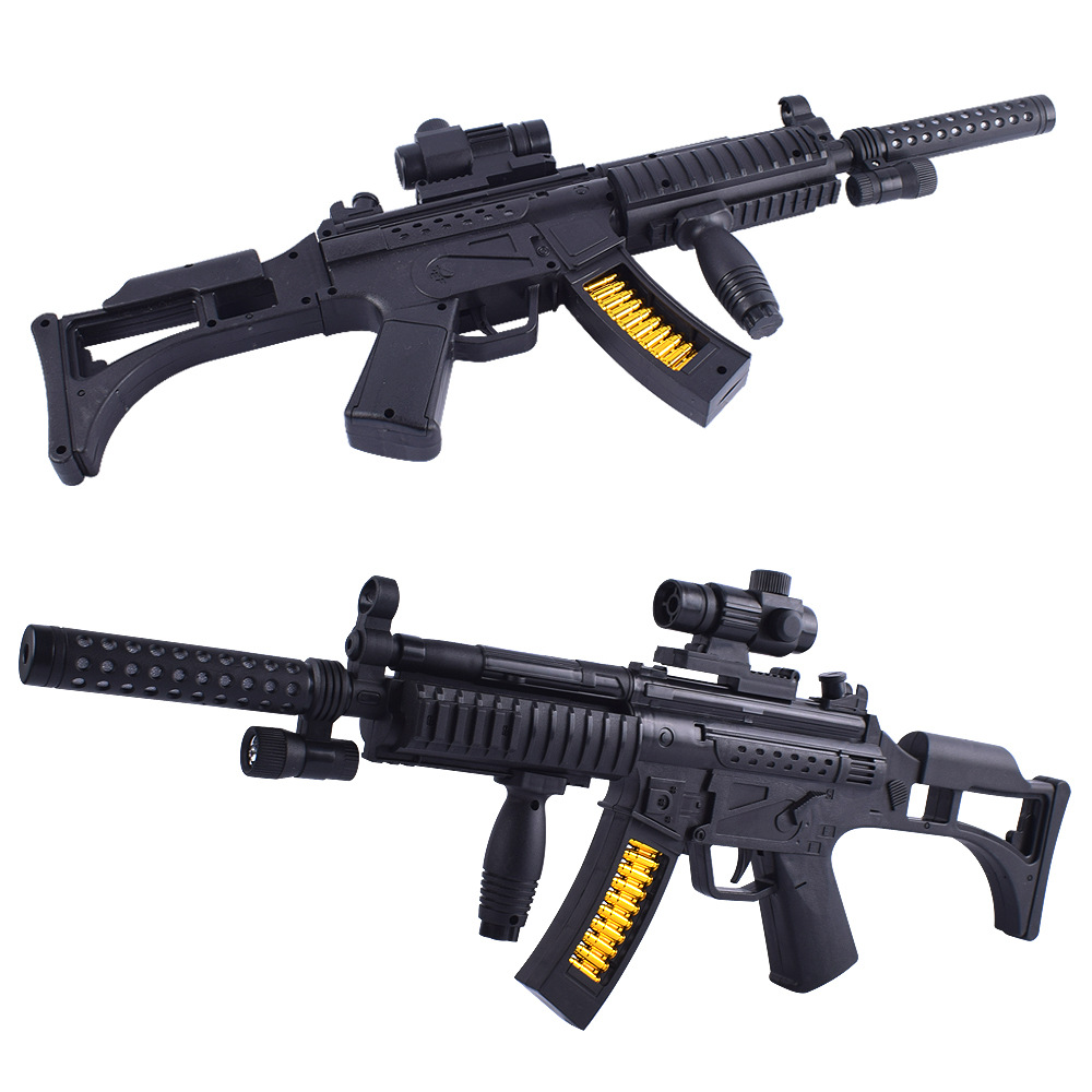 伙 儿童电动八音枪 灯光音效振动玩具枪 男孩电动枪模型枪