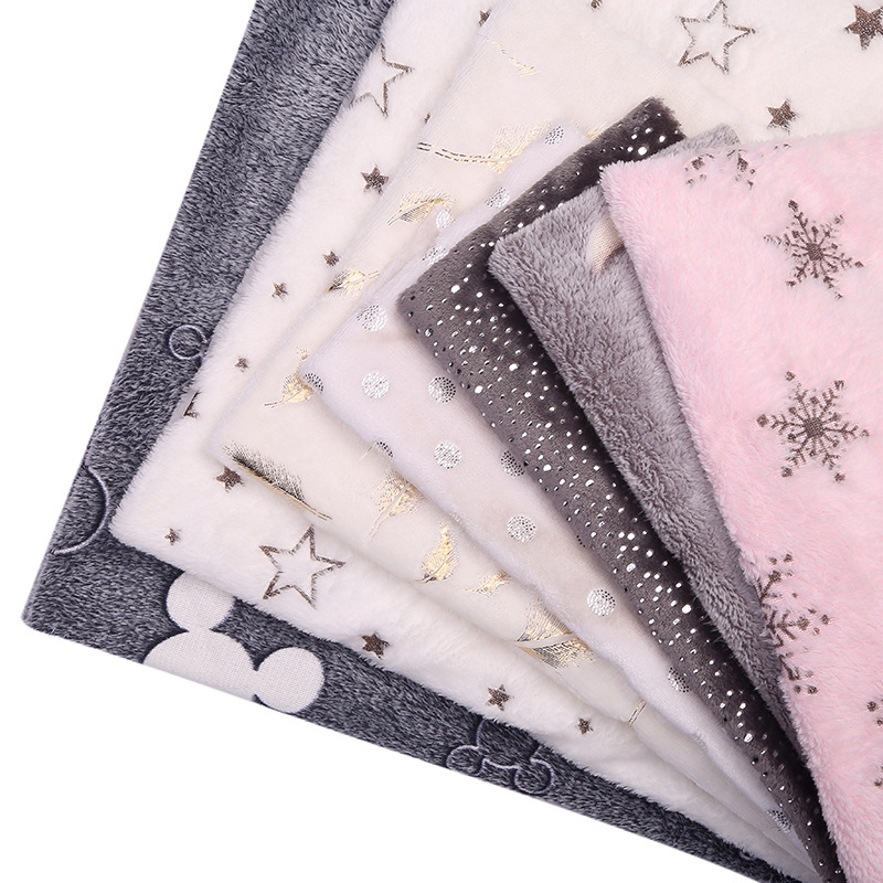 夜光单双法兰绒3d立体毛绒布法兰绒压胶和纸印花银粉 厂家定制