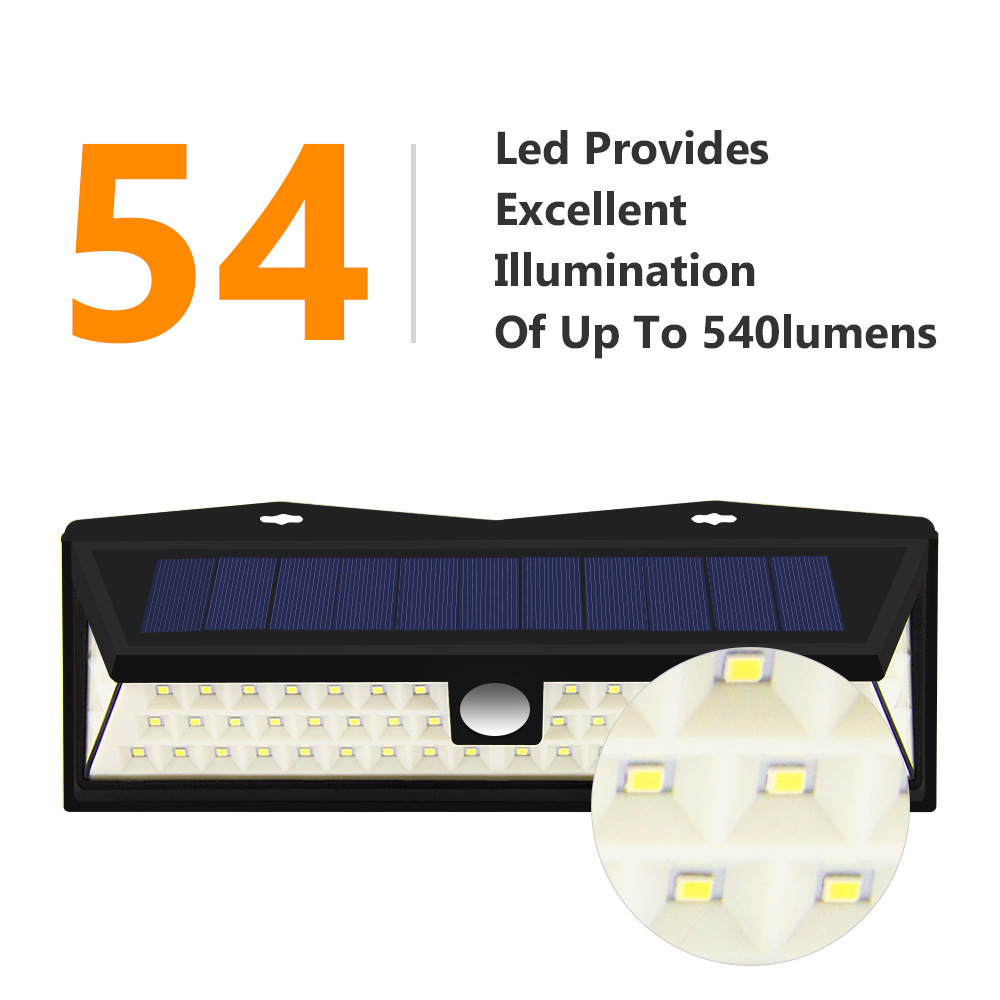 太阳能54led感应壁灯 户外三面照明体红外感应壁灯庭院灯路灯