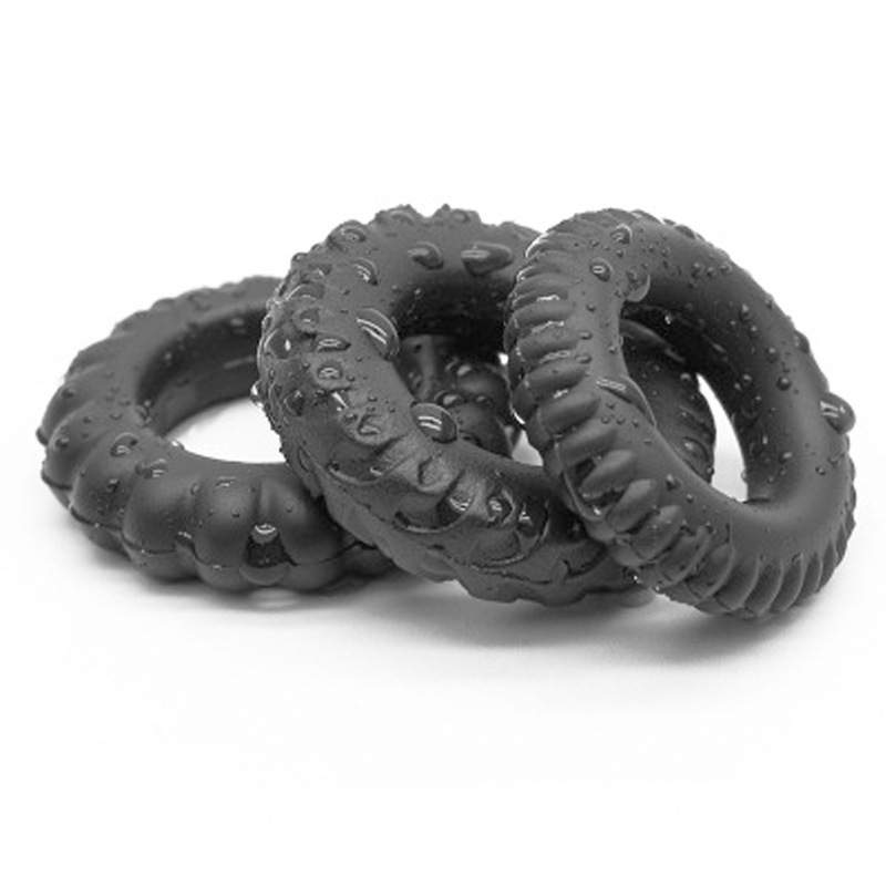 男用三环硅胶黑色锁精环延时环成人情趣用品一件代发厂家批发