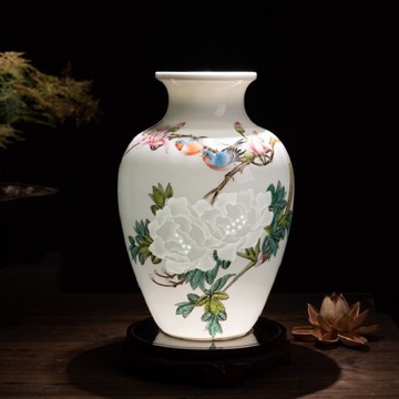 景德镇陶瓷花瓶 名家手绘荷花赏瓶花瓶 现代家居摆件工艺品批发