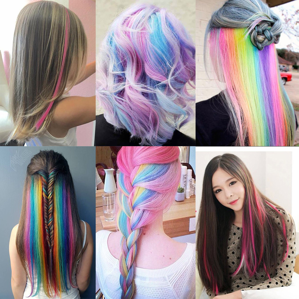 厂家销现货彩色假发片一片式直发挑染渐变色修痕接发卡子彩发片