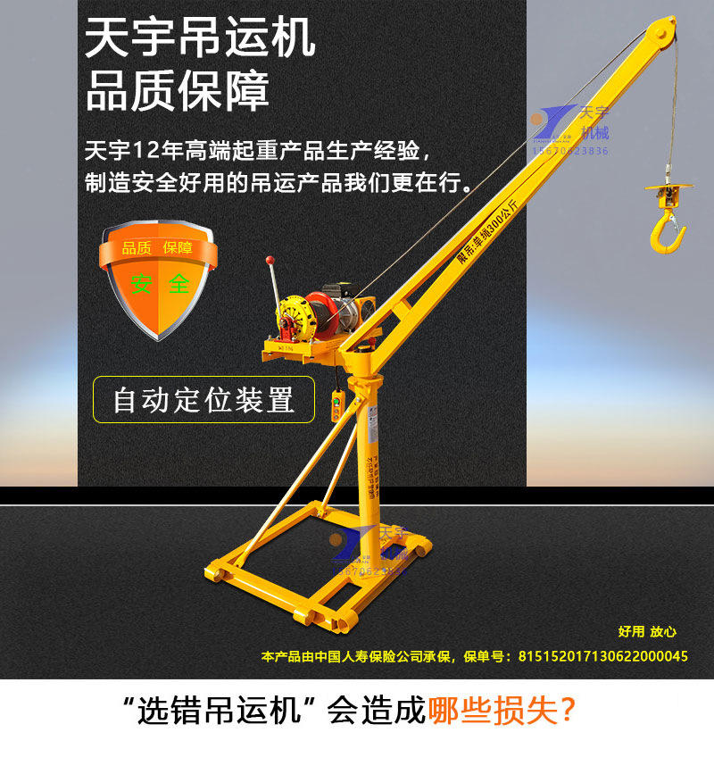 天宇吊运机小吊机建筑机械盖房子运输08款