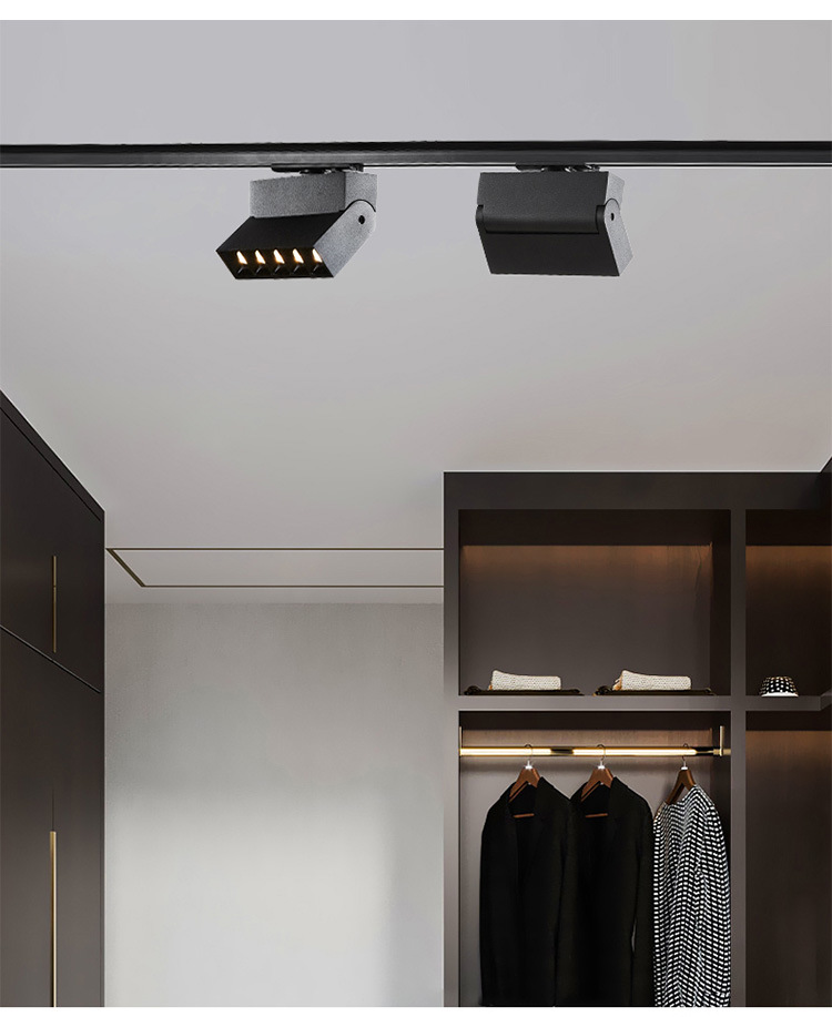 折叠轨道灯led办公室服装店背景洗墙线条射灯可明装线性磁吸射灯
