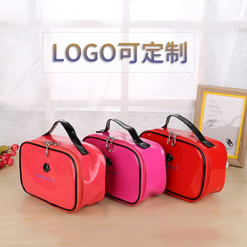 Korean New Pu Cosmetic Bag Hot Selling Travel Large Capacity Portable Toiletry Bag Portable Cosmetics Storage Bag