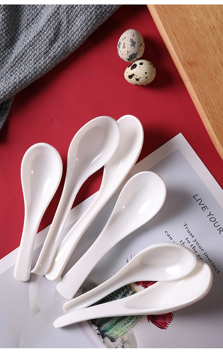 中式仿瓷白色密胺勺子商用餐厅酒店火锅汤勺耐摔加厚汤匙调羹批发