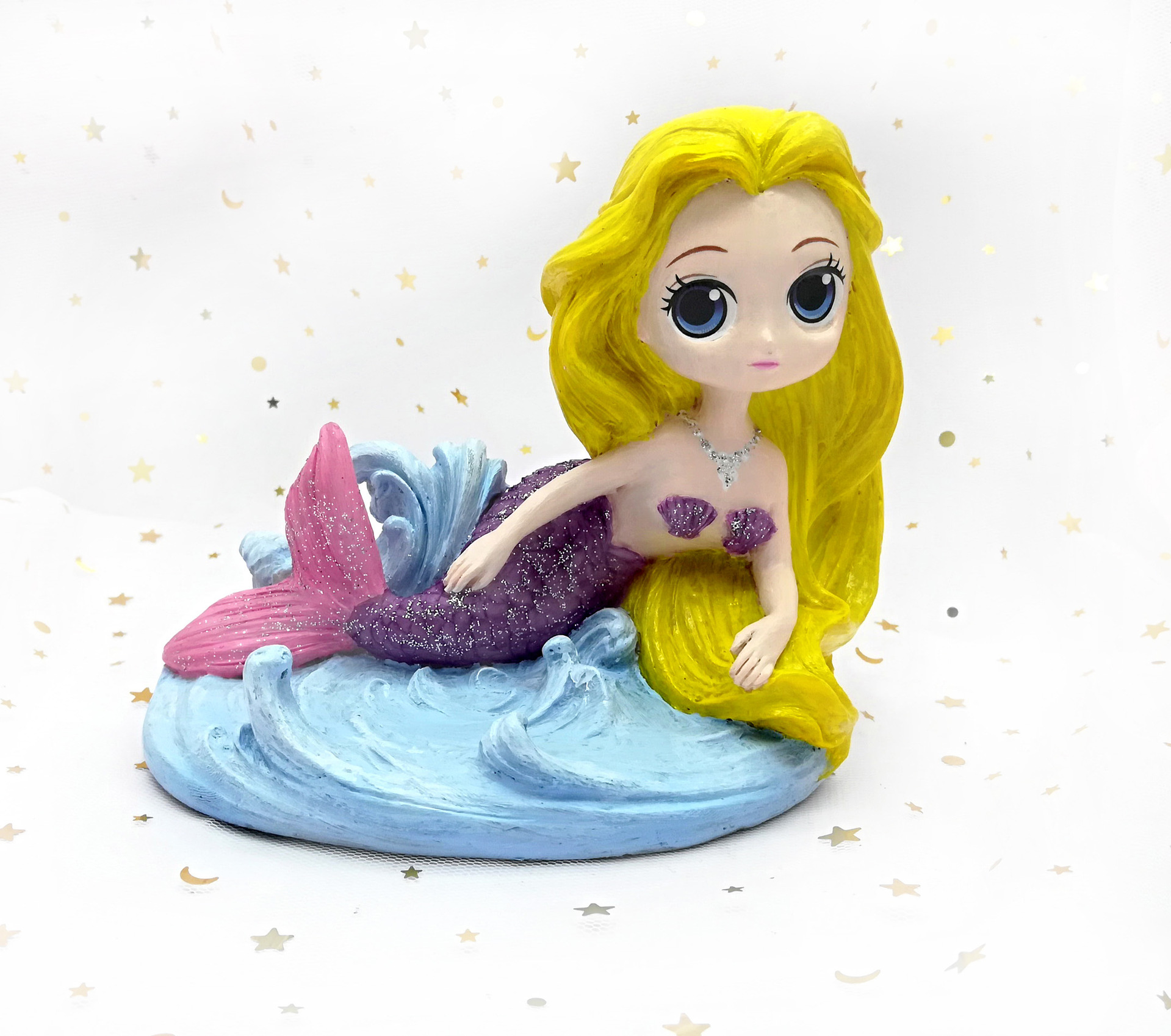 diy树脂白胚摔不坏公主手机座支架彩绘美人鱼萌宠创意涂色玩具