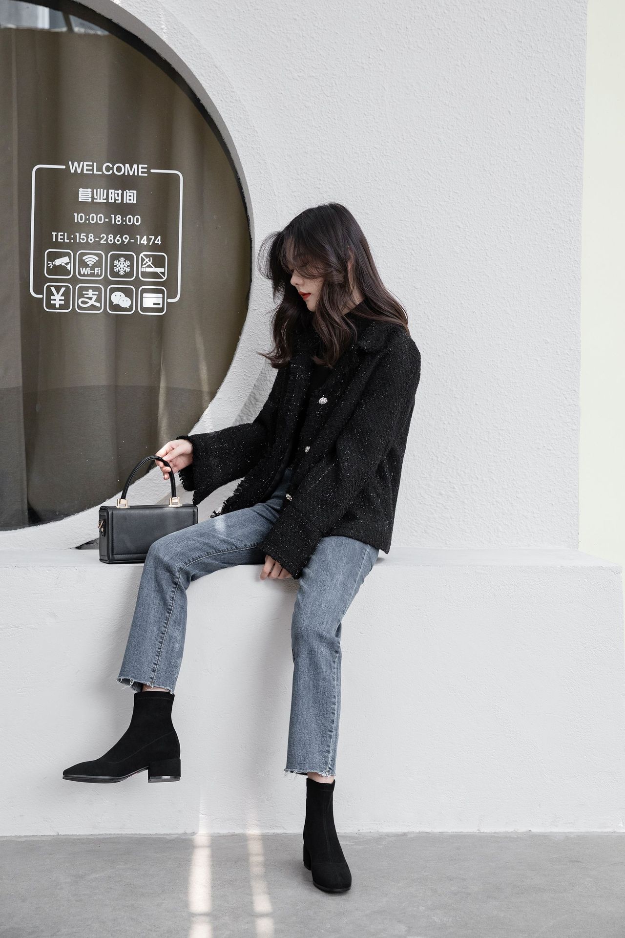 袜子靴袜靴女2021秋新款粗跟瘦瘦靴时尚短靴舒适显瘦弹力中跟裸靴