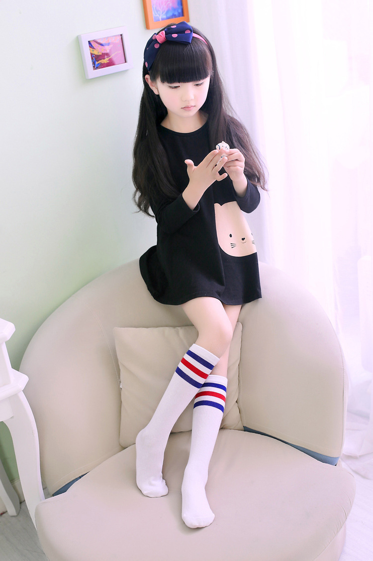 校服中小学生校服幼儿园园服夏装儿童条纹纯棉中筒袜长袜