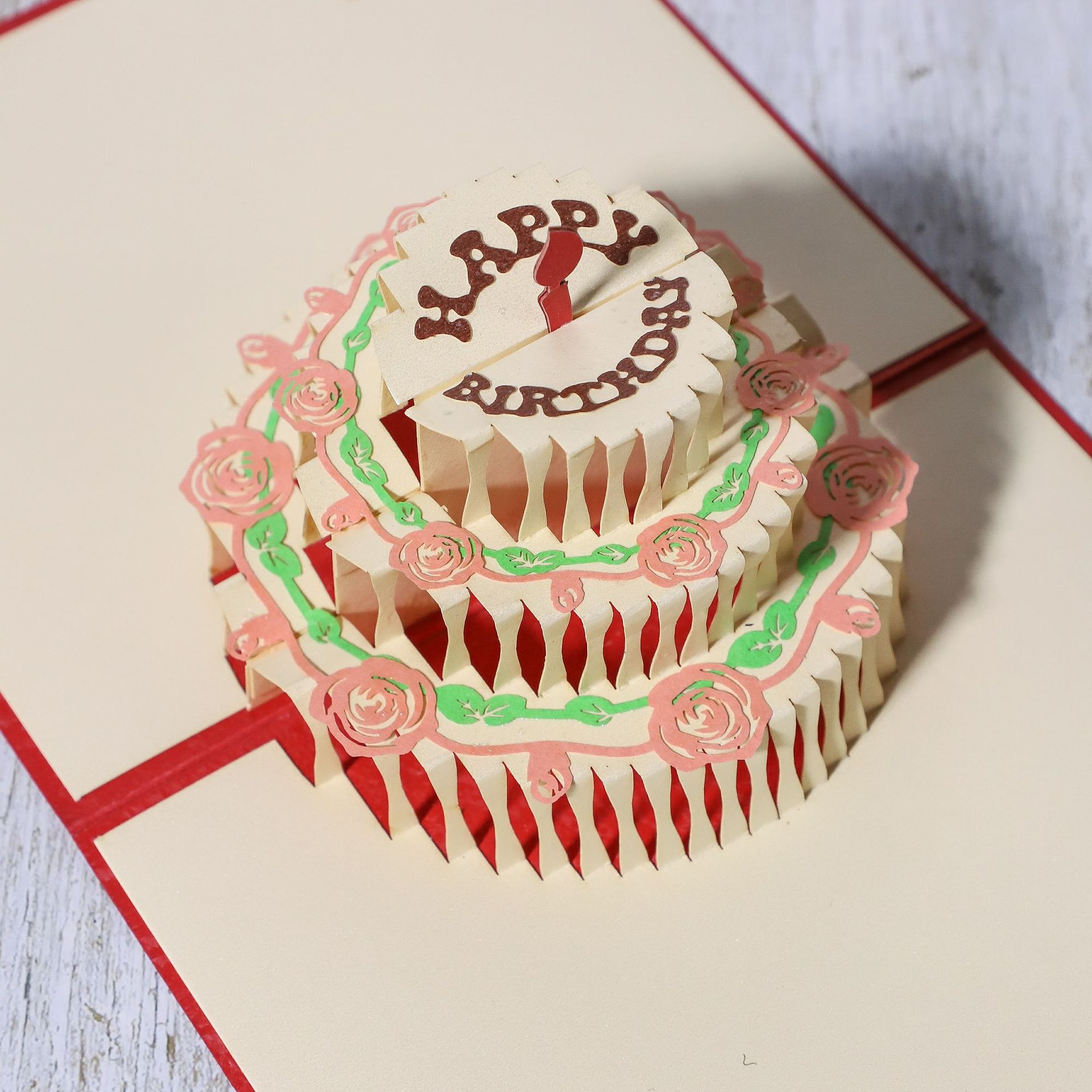 生日立体贺卡 绚丽手工3d立体高档祝福贺卡炫彩梦幻蛋糕定制外贸