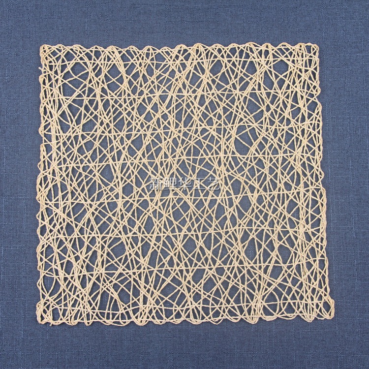 正方形纸绳餐垫 幼儿园装饰作品展示贴diy手工背景布纸绳编织挂饰