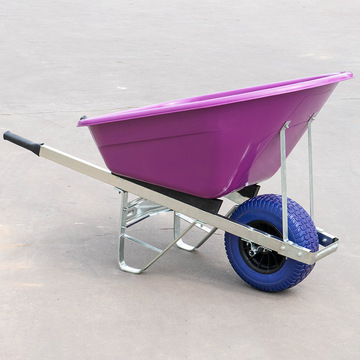 独轮小推车养殖农用草料畜牧翻斗花园人力垃圾搬运双轮手推车紫色