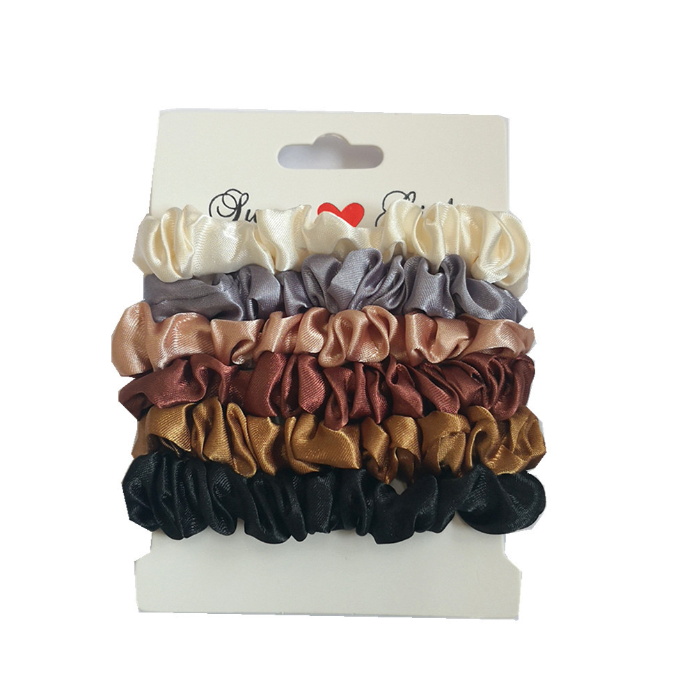 Amazon Hot Hair Bands 6 Pack Silk-like Satin Small French Retro Ins Large Intestine Hair Bands Female Fabric
