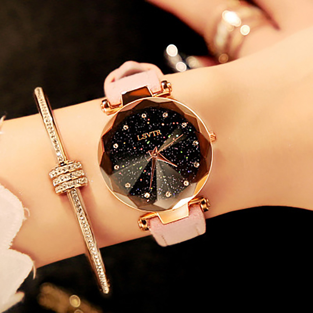 爆款时尚百搭星空表女士潮流石英表学生休闲手表跨境热销手表