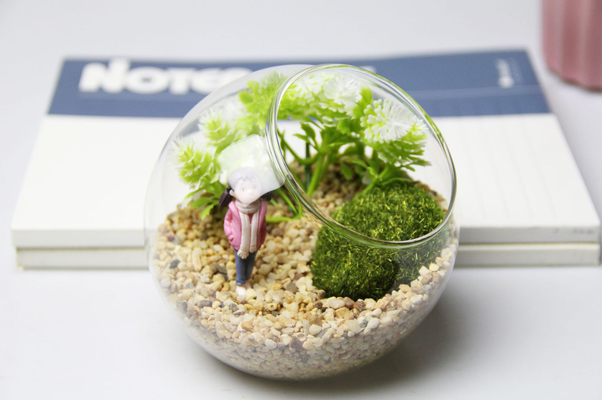 苔藓微景观 创意礼品摆件 苔藓瓶造景瓶 仿真植物龙猫 办公室摆件