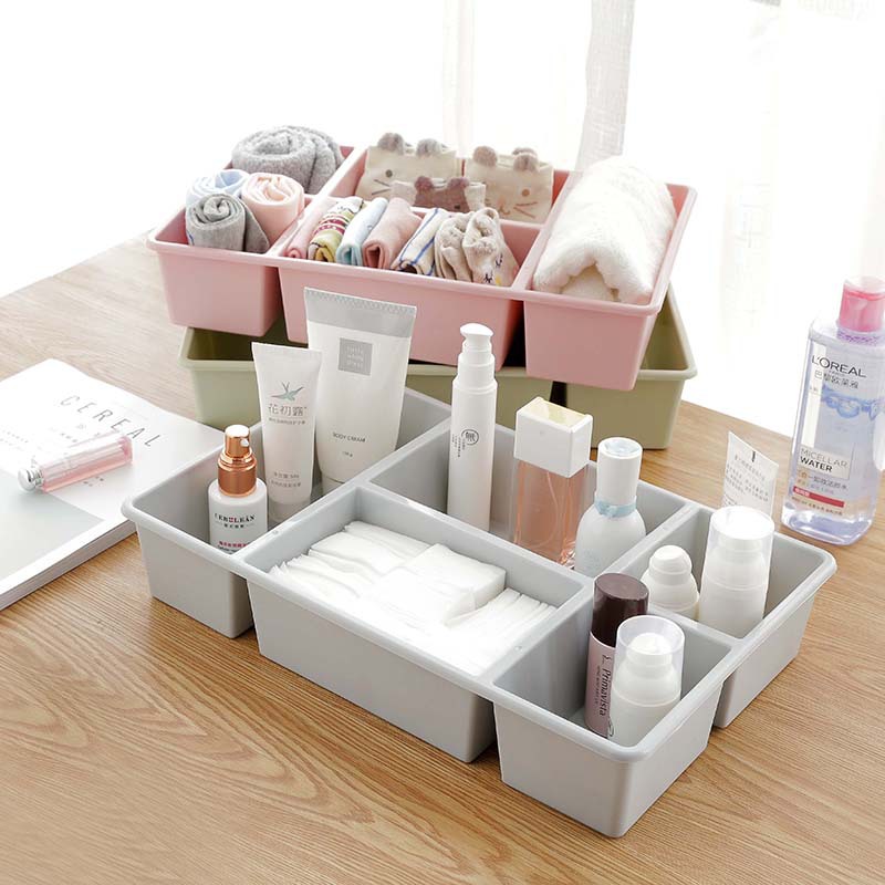 Desktop Cosmetics 5 Grid Storage Box Makeup Brush Finishing Box Kitchen Seasoning Can Storage Box Factory Direct Sales Wholesale