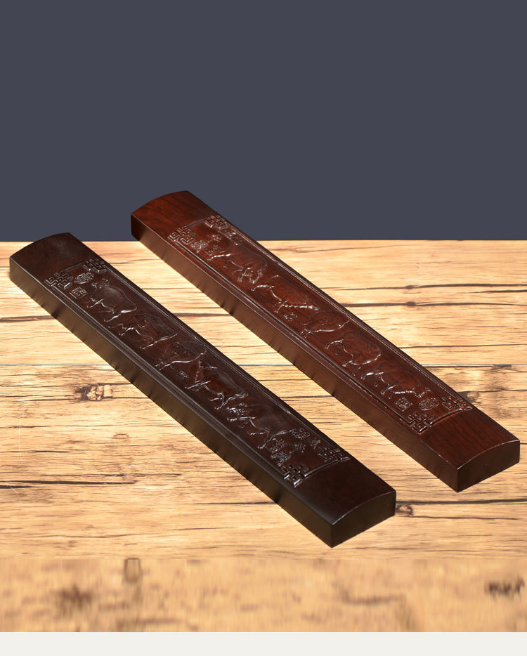 黑檀木雕书法镇尺镇纸实木文房摆件红木书镇定制刻字文房四宝用品