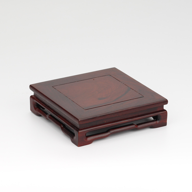 老红木酸枝紫檀正方长方底座茶壶底座印章花瓶盆景底座摆件底座-阿里