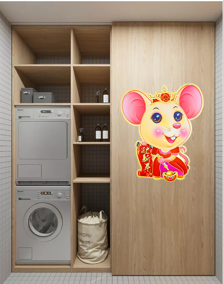 2020鼠年新年用品生肖大福字贴春节立体门贴卡通鼠生肖装饰品年画