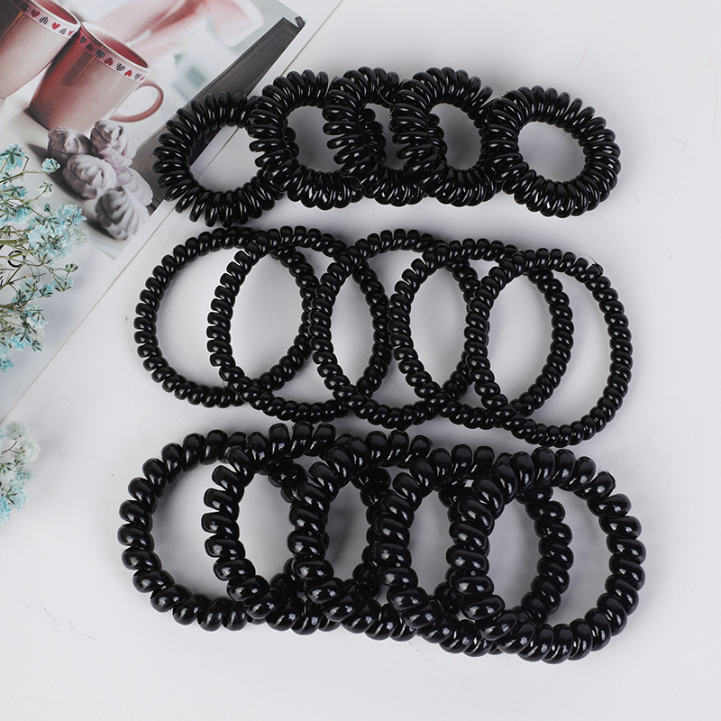 黑色电话线发圈电线圈女加粗头绳弹力扎头发成人发绳橡皮筋头饰品