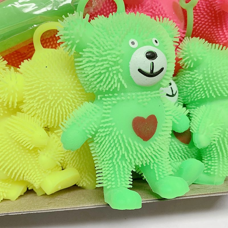 新款两元大号小熊闪光皮响 带灯带绳 儿童玩具发泄球 2元店批发