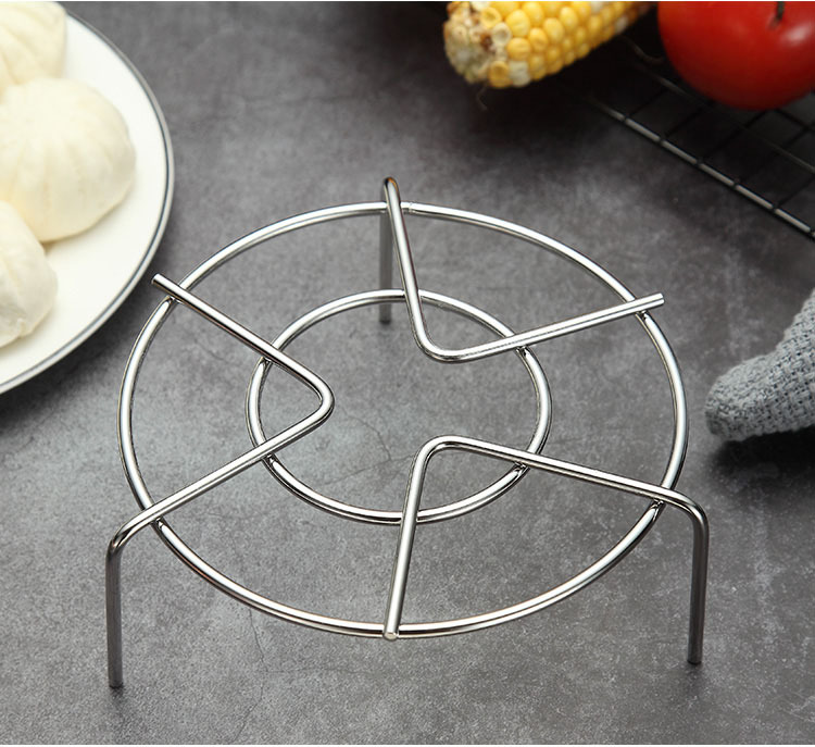 不锈钢蒸架圆形高脚多功能三角蒸菜架子厨房加厚三脚多用小号套装