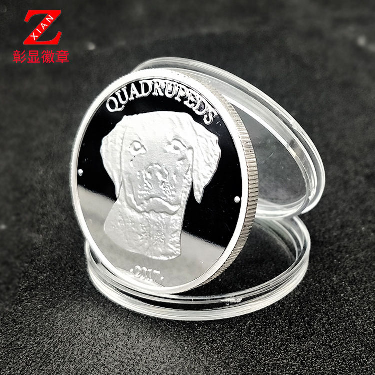 新款拉布拉多导盲犬纪念币猎犬银币外贸彩绘金属纪念章量大优惠