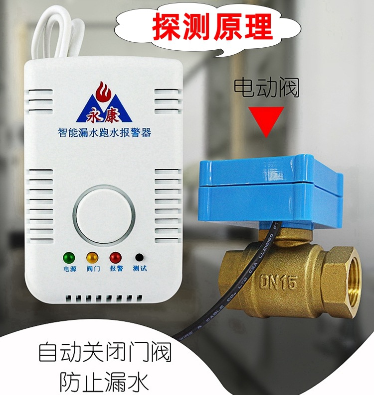 漏水保护器有线探测水浸式传感器联动电动阀报警器减少漏水风险