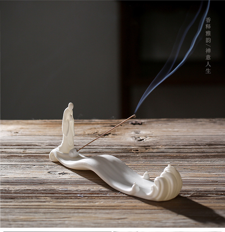 德化白瓷禅意线香香炉无相高白瓷茶楼茶室香插香座新中式熏香炉